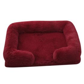 Plush Round Pet Bed Dog Bed Winter (Option: M27 Wine Red-L No Inner Sleeve)